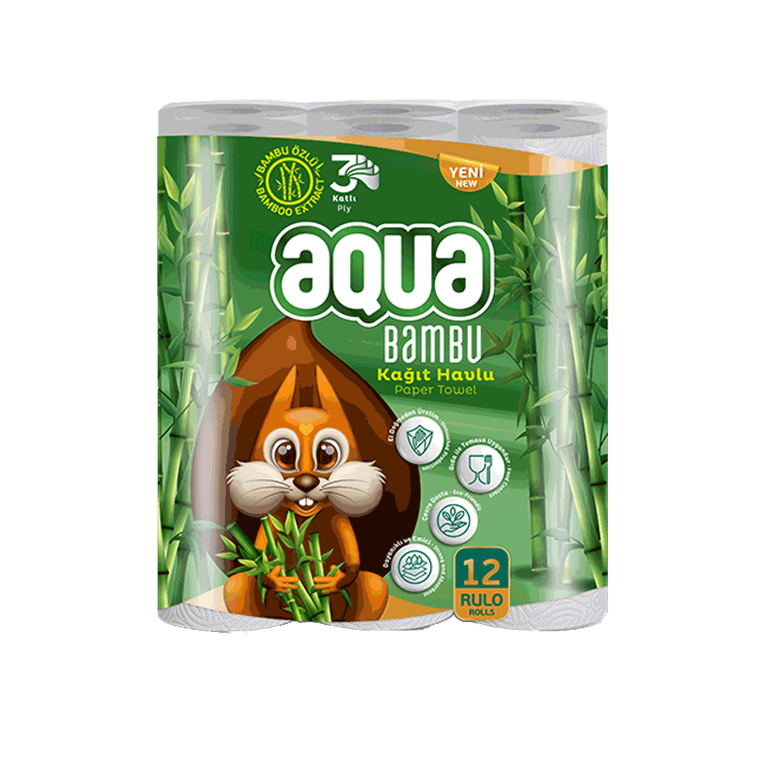 Aqua Bambu Havlu 12'li