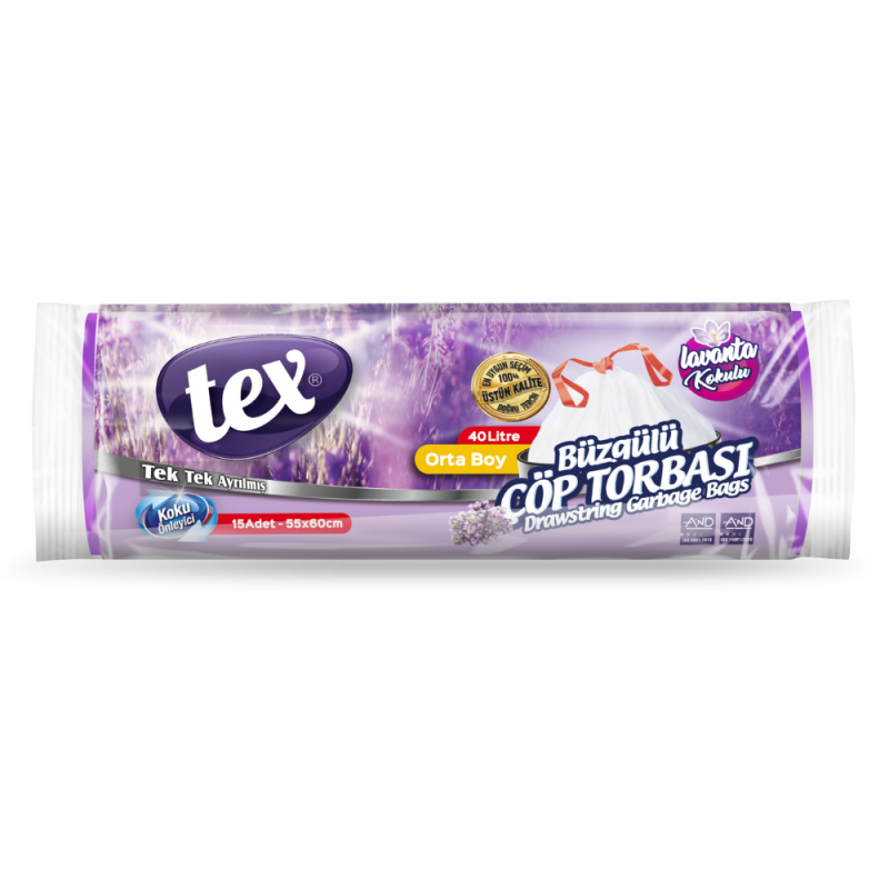 Tex Büzgülü Lavanta Kokulu Orta Boy Çöp Torbası