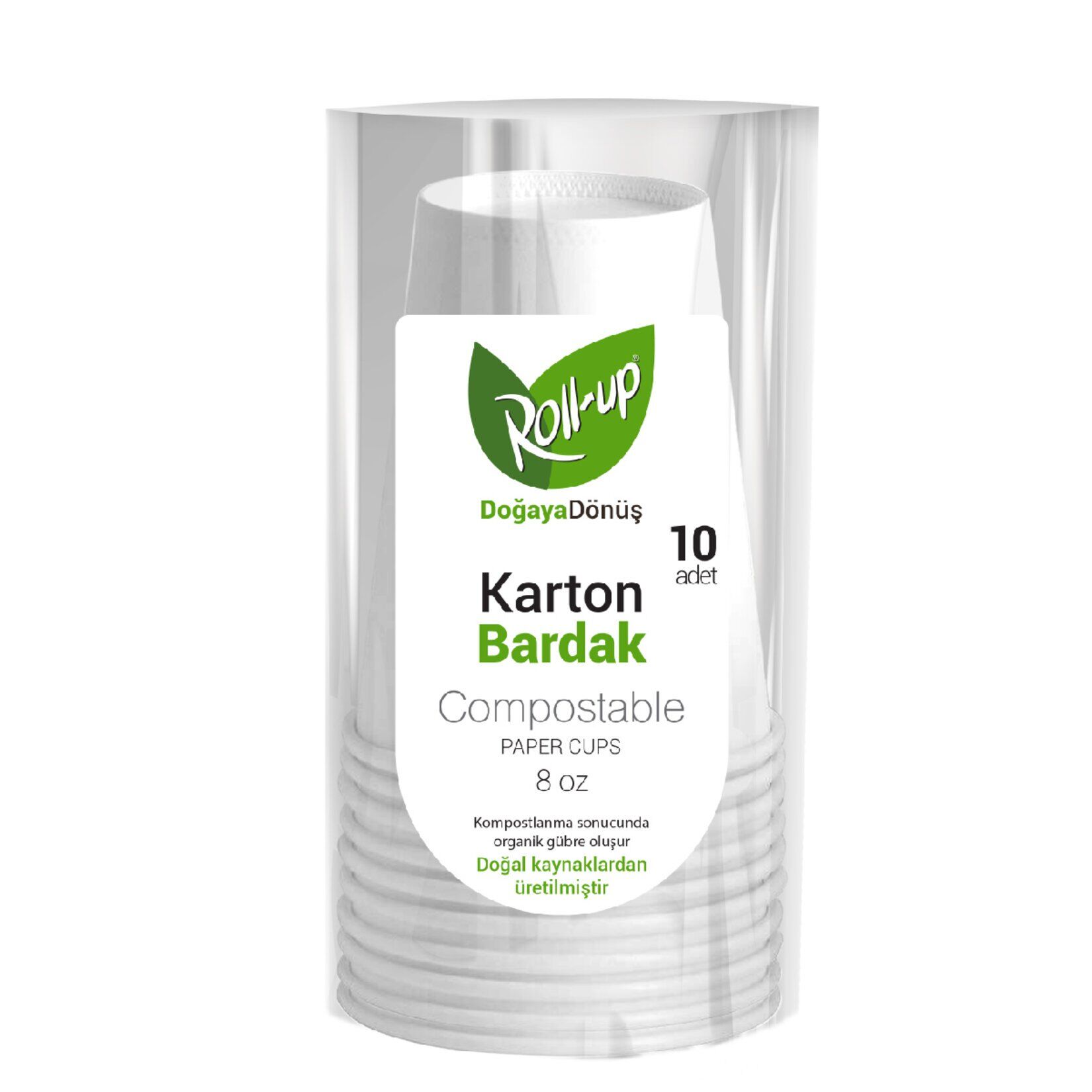 Roll-Up Ekolojik Doğal Bardak 8 Oz 10'lu